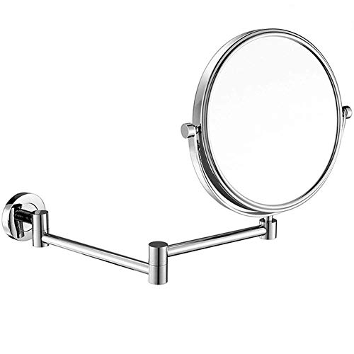TEmkin Espejo de Pared Giratorio de Dos Caras de 8 Pulgadas montado en la Pared, Espejo de Maquillaje cosmético Plegable Extensible para baño (Color: 1x/X5) (1x/X10)
