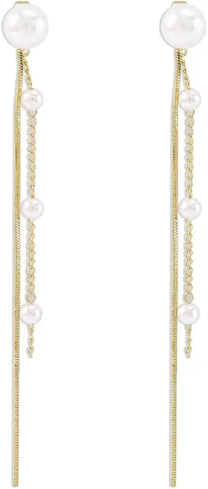 Brinco Perola Noiva Longo Fio Franja Casamento Dourado Festa Delicado Elegante Vintage-Brincos de Pérolas Pendente Alongado Fino Moderno Luxo-Presente Feminino Madrinha Debutante Formatura Amiga Esposa Namorada Amor Filha