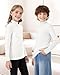 Girls Mock Neck Long Sleeve Thermal Shirts Boys Turtleneck Fleece Tops Kids Undershirt Warm Base Layer Tops Tees White