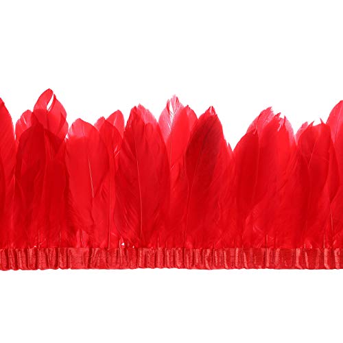 Awaytr® Duck Goose Feather Trim Fringe 2 Yards (Red) #TOP1