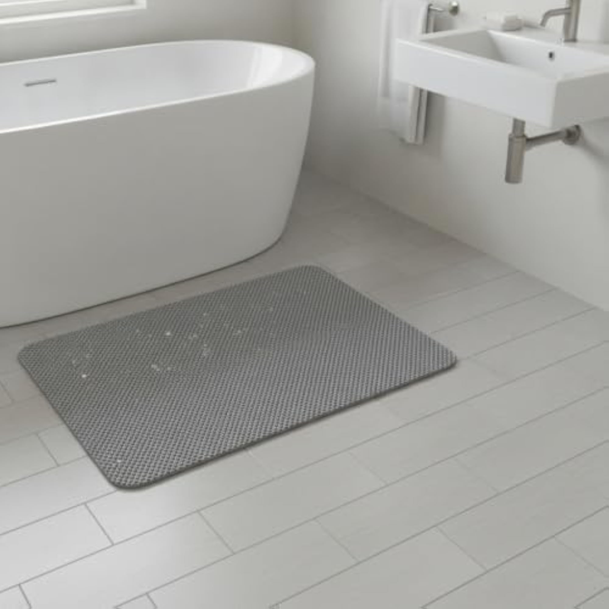 Non-Slip PVC Hollow Bathroom Floor Mat, Custom Grey