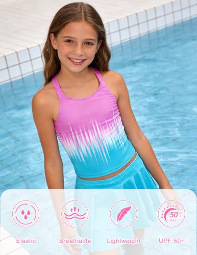 Image of ALISISTER Girls Tankini Swimsuit Two Piece Bathing Suits Summer Beach Swimwear with Shorts for 7-12 Years