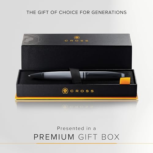 Image of Cross Calais Matte Gray & Black Refillable Ballpoint Pen - Medium Point, Black Ink, Smooth Writing, Presented in a Luxury Gift Box