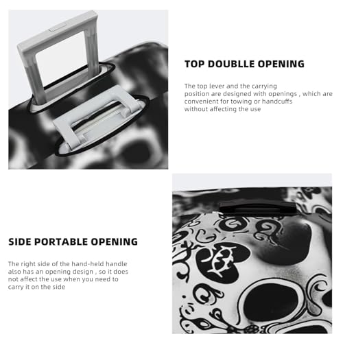 Travel Luggage Cover Fashion Suitcase Protector Black and white skulls Spandex Baggage Covers Washable Suitcase Covers Anti-Scratch Luggage Cover Protectors Fits 18-32 Inch Suitcases X-Large4