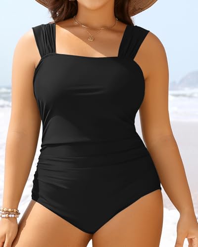 Aqua Eve Womens Plus Size One Piece Swimsuit Tummy Control Bathing Suit Vintage Swimwear4