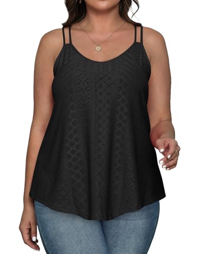 XIEERDUO Womens Tank Tops Spaghetti Strap Camisoles Eyelet Embroidery Scoop Neck Tops3