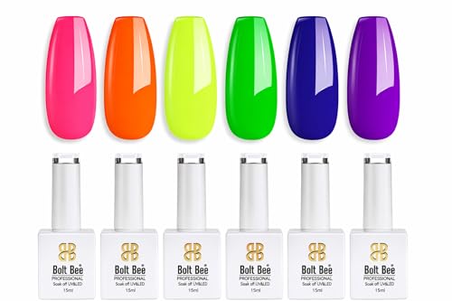 Image of Bolt Bee Gel Polish Kit Gel Polish Set,6 Colors Light Soft Sakura White Nude Spring Soak Off Nail Art Design Manicure Kit at Home (21)
