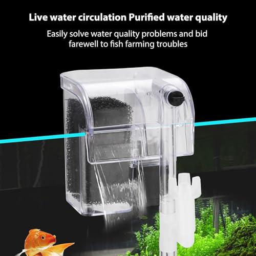 Image of HIERYAN Fish Tank Small Filter Aquarium Hang on Filter Small Aquarium Filter，Small Submersible Hanging Fish Tank Filter for 1 to 8 Gallons Tank