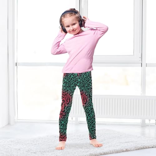 ALAZA Girls' Leggings Children's Yoga Pants Skinny Printed Dance Cheetah Leopard Green Red Comfortable 4T3
