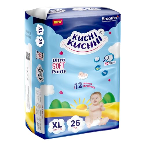 Image of Premium super soft baby diaper with a 3D bubble top and super absorbent core | Added active leak barriers and wetness indicators - XL Size, 26 Count
