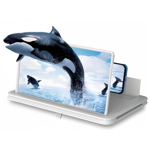 Image of 2026 Upgraded Big Screen Phone Magnifier, HD Screen Expander, Foldable Phone Stand with Movie Screen Amplifier for Travel, Portable 3D Magnifying Screen (White, 12in)