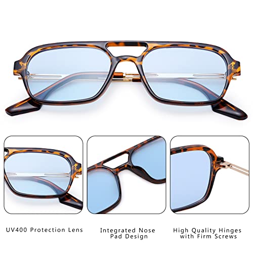 Retro 70s Aviator Sunglasses for Women Men - Vintage Small Frame Square Tinted Shades Sun Glasses3