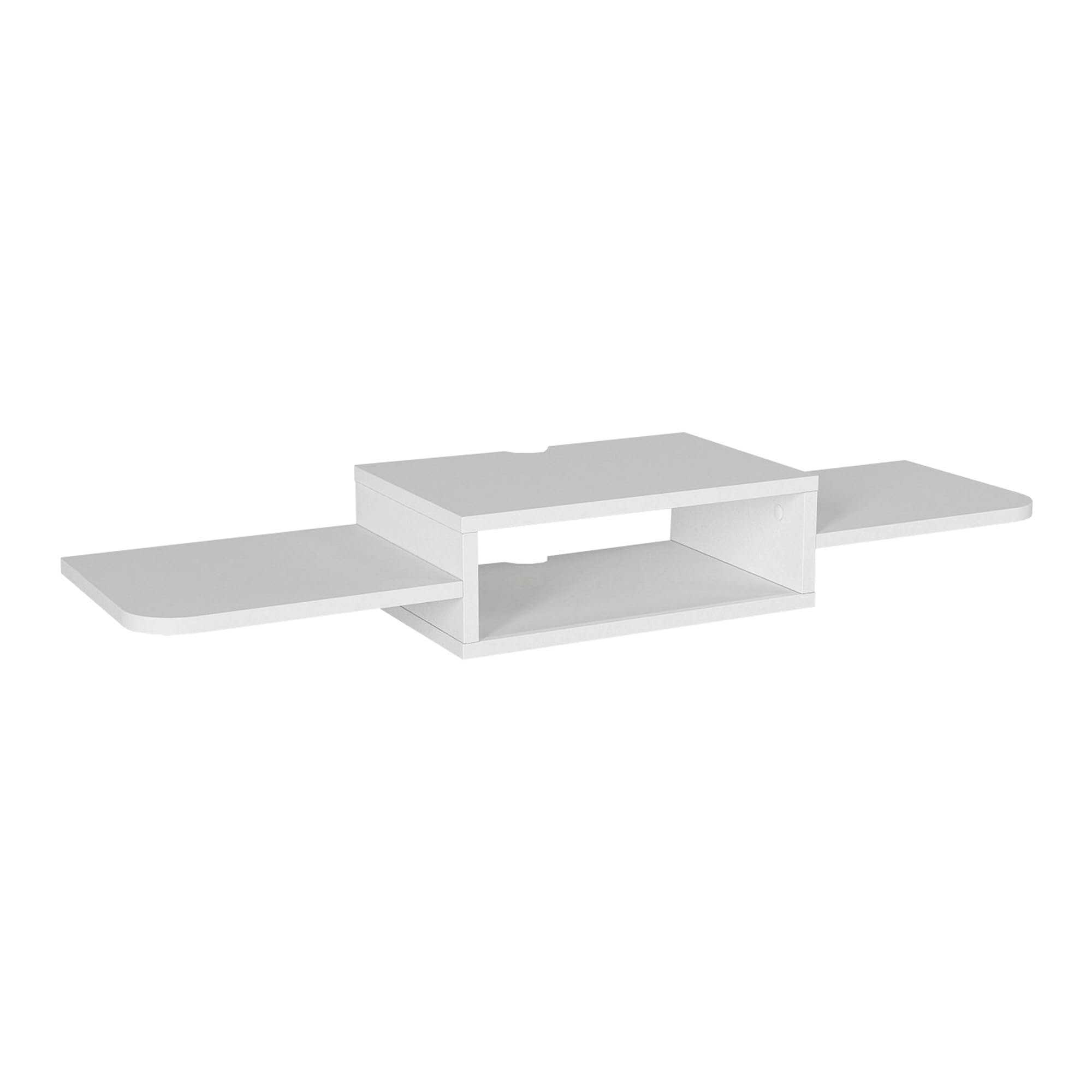 [en.casa] Mobile Porta TV da Parete con Vano Aperto Mensola Sospesa con Ripiani Laterali e Fori Passacavi per Soggiorno Salotto Stand Multimediale 115 x 30 x 16 cm - Bianco