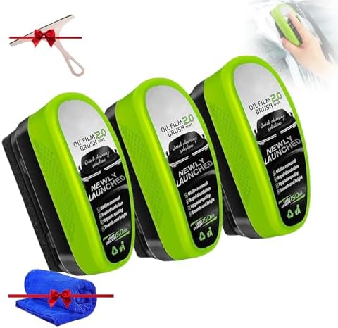 Glass Cleaner,Car Window Cleaning Brush,Universal Glass Cleaning Wipe Board,Glass Cleaning Board for Windshield,Oil Film Cleaning Brush for Car Windows (3pcs)