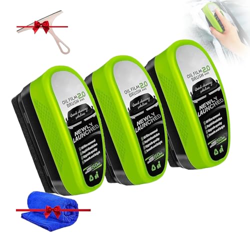 Glass Cleaner,Car Window Cleaning Brush,Universal Glass Cleaning Wipe Board,Glass Cleaning Board for Windshield,Oil Film Cleaning Brush for Car Windows (3pcs)