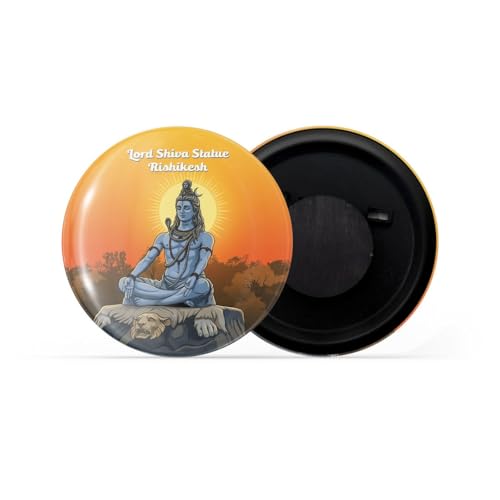 Image of dhcrafts Fridge Magnet Multicolor Uttarakhand Lord Shiva Statue Rishikesh Glossy Finish Design Pack of 1 (58mm)