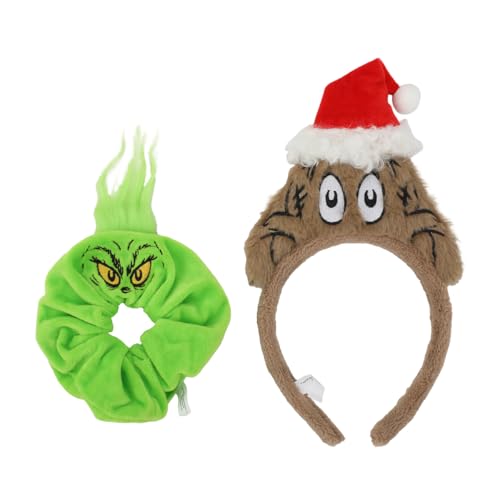 Set Le Grinch chouchou et bandeau peluche vert accessoires cheveux noël