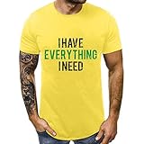 Unisex Couples Lover Valentine's Day Short Sleeve Love Letter Print T Shirts Tops Yellow