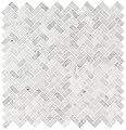 MSI Carrara White Honed Marble Herringbone Tile for Kitchen Backsplash, Floor Tile, Wall Tile for Bathroom, Shower Wall Tile, Mesh Mounted Mosaic Tile, Sample