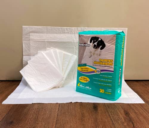 Tapete Higienico Petbrilho com 30 Unidades, Cor: Branco