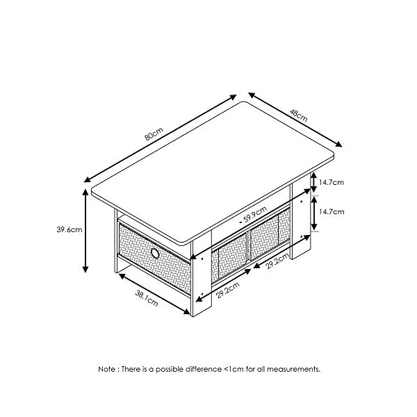 Furinno Coffee Table with Bins, Dark Brown/Black The Community Connection
