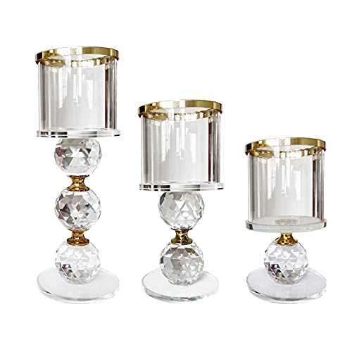 Lot de 3 bougeoirs élégants en Cristal pour Table, Taille S + M + L Cover