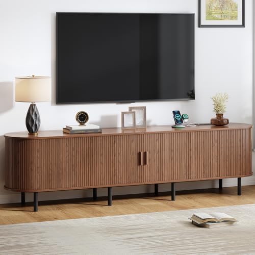 ComfyCorner 86.6" Mid Century Modern TV Stand with Sliding Doors for 90" TV