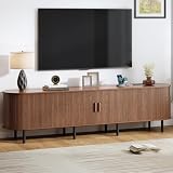 86.6' TV Stand with Power Outlet, Mid-Century Modern Television Stand, Fluted Media Console with...
