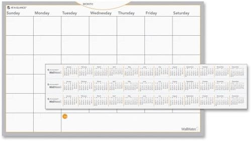 AT-A-GLANCE AW602028 WallMates - Superficie de planificación mensual autoadhesiva de borrado en seco, 36 x 24 pulgadas