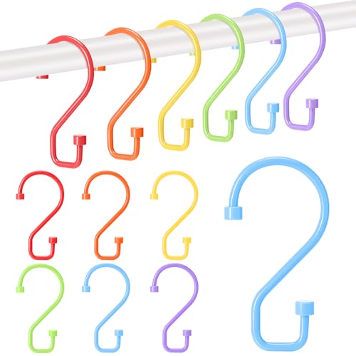 Wenqik 12 Pcs Colorful S Hooks Hanging Stainless Steel Multi Functional Metal Hanging Hooks...
