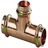 تي شيرت نحاسي VIEGA 22263 Propress Zero Lead مع 1 بوصة x 1/2 بوصة x 3/4 بوصة اضغط x اضغط على عبوتين