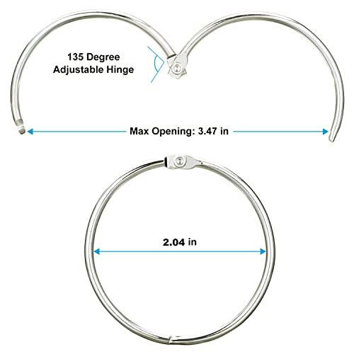 24 Pcs Shower Curtain Rings, Nickel Shower Curtain Hooks Decorative, Zeslmg Rustproof Shower Hooks For Shower Curtain Rods, Silver Metal Shower Rings For Bathroom, 2 Inch Loose Leaf Binder Rings #TOP5
