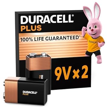 Duracell Batterie Plus 9V (pacco da 2) - Pile Alcaline - Fino al 100% di extra durata - Affidabilità per i dispositivi a uso quotidiano - 0% plastica - 5 anni di conservazione - 6LR61 MN1604