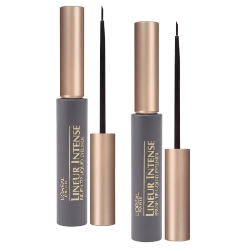 L'Oreal Paris Makeup Lineur Intense Brush Tip Liquid Eyeliner,Black,0.24 fl oz.,(Pack of 2)