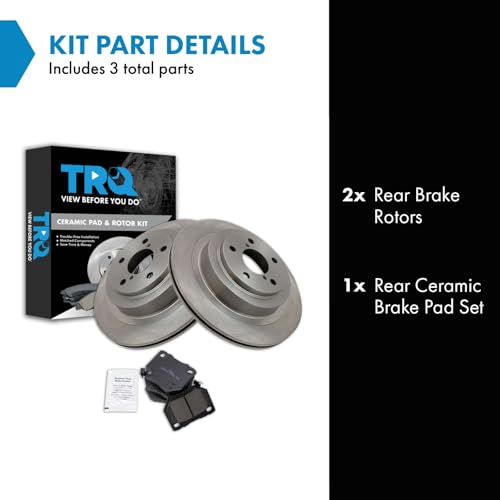 Image of TRQ Rear Brake Pad and Rotor Set Ceramic Compatible with 2006-2007 Subaru Impreza