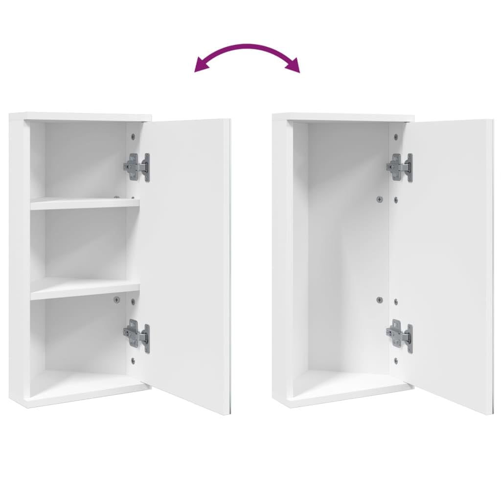 IKAYAA Mueble Suspendido de Espejo de Esquina Armario de Pared con Espejo Armario de Baño con Puertas Gabinete de Espejo Mueble Colgante Blanco 30 x 24 x 60 cm