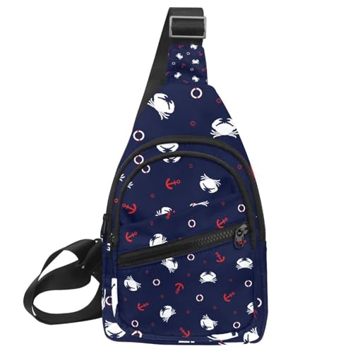 Sac à bandoulière kangourou pour hommes et femmes - Sac à dos croisé imperméable bleu et rouge