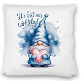 speecheese Du bist Mir wichtelig! Wichtel Kissen satiniert Humorvolles SofaKissen satiniert - lustiger Spruch für die Weihnachtszeit