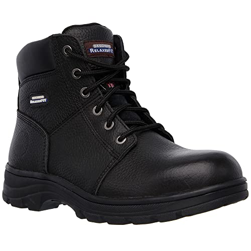 Skechers Workshire, Botas para Hombre, Black Embossed Leather, 41.5 EU