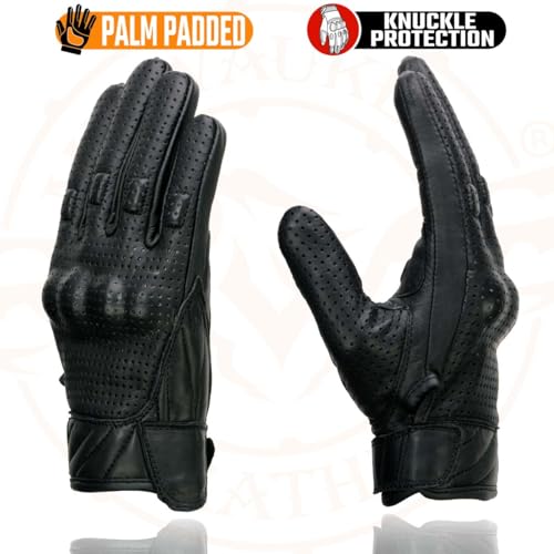 Image of Milwaukee Leather Men's Premium Leather Motorcycle Racing Gloves - Hand Protection, Gel Palm, Adjustable Fit - 3X-Large