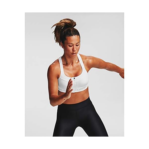 Under Armour Women's Armour High Crossback Zip Bra , White (100)/Halo Gray , 36DD