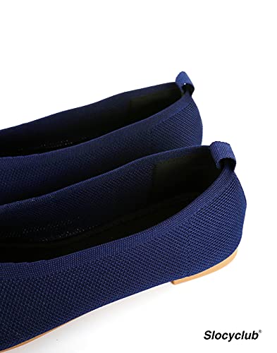 Slocyclub Flat Shoes for Women Classic Pointed Toe Slip On Ballet Shoes Knitted Texture Black Comfortable Dress Shoes4