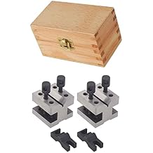 1-3/8 x 1-3/8 x 1-3/16 Inch V-Block and Clamp Multi-Use Hardened Steel Machinist Set