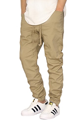 URBANJ Men's Twill Drop Crotch Jogger Pants - 15 Colors