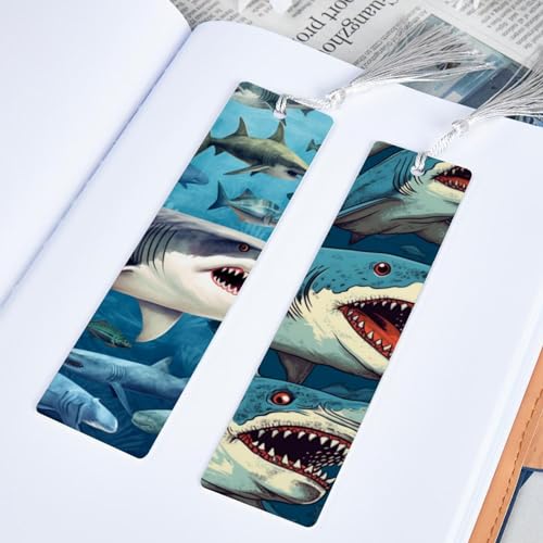 Marque-page requin tendance en lot de 6 pour amateurs de lecture active