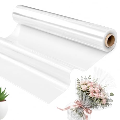 60m x 40cm Cellophane Wrap for Flowers Cellophane Wrap for Hampers Gift Basket Flower Bouquet and Wrapped Sweets