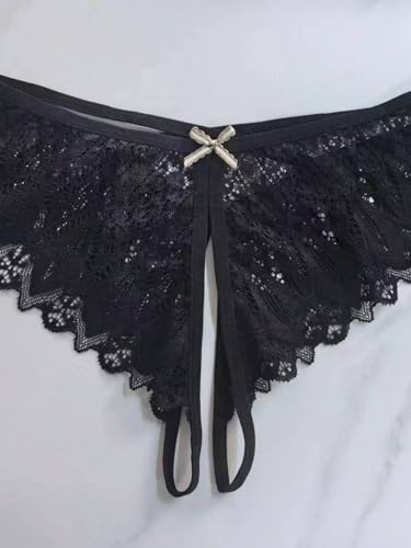 MakeMeChic Women's Floral Lace Panties Criss Cross Cut Out Lace Trim Bow Knot Briefs Sexy Underwear4