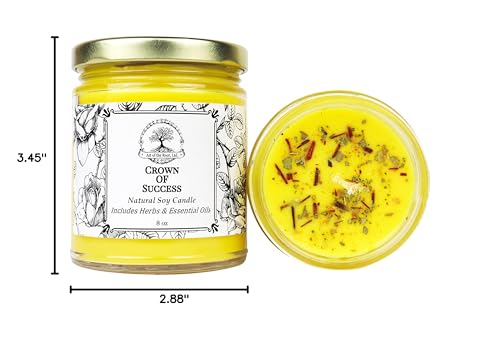 Crown of Success 9 oz Soy Spell Candle | Made with Herbs & Essential Oils | Abundance, Prosperity, Victory & Achievement Rituals | Wiccan Pagan Hoodoo Magick
