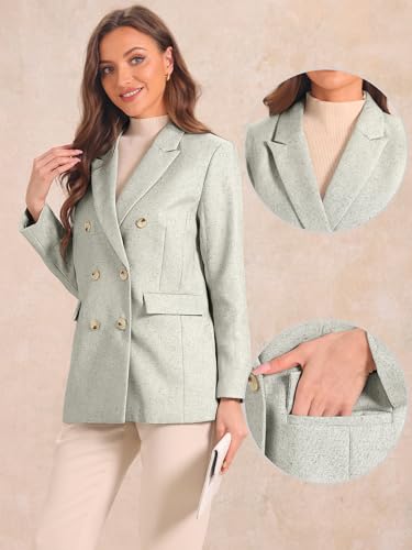 Allegra K Casual Work Blazer for Women's Notched Lapel Double-Breasted Blazer Suits Business Blazers Jackets2