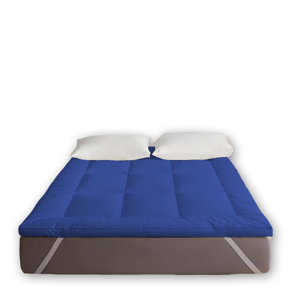 Sleep Well Soft Material Stripe Mattress Topper - 600GSM (200x200+7cm - Blue)